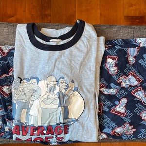 Men’s pajamas set- Simpsons short sleeve shirt and flannel pants